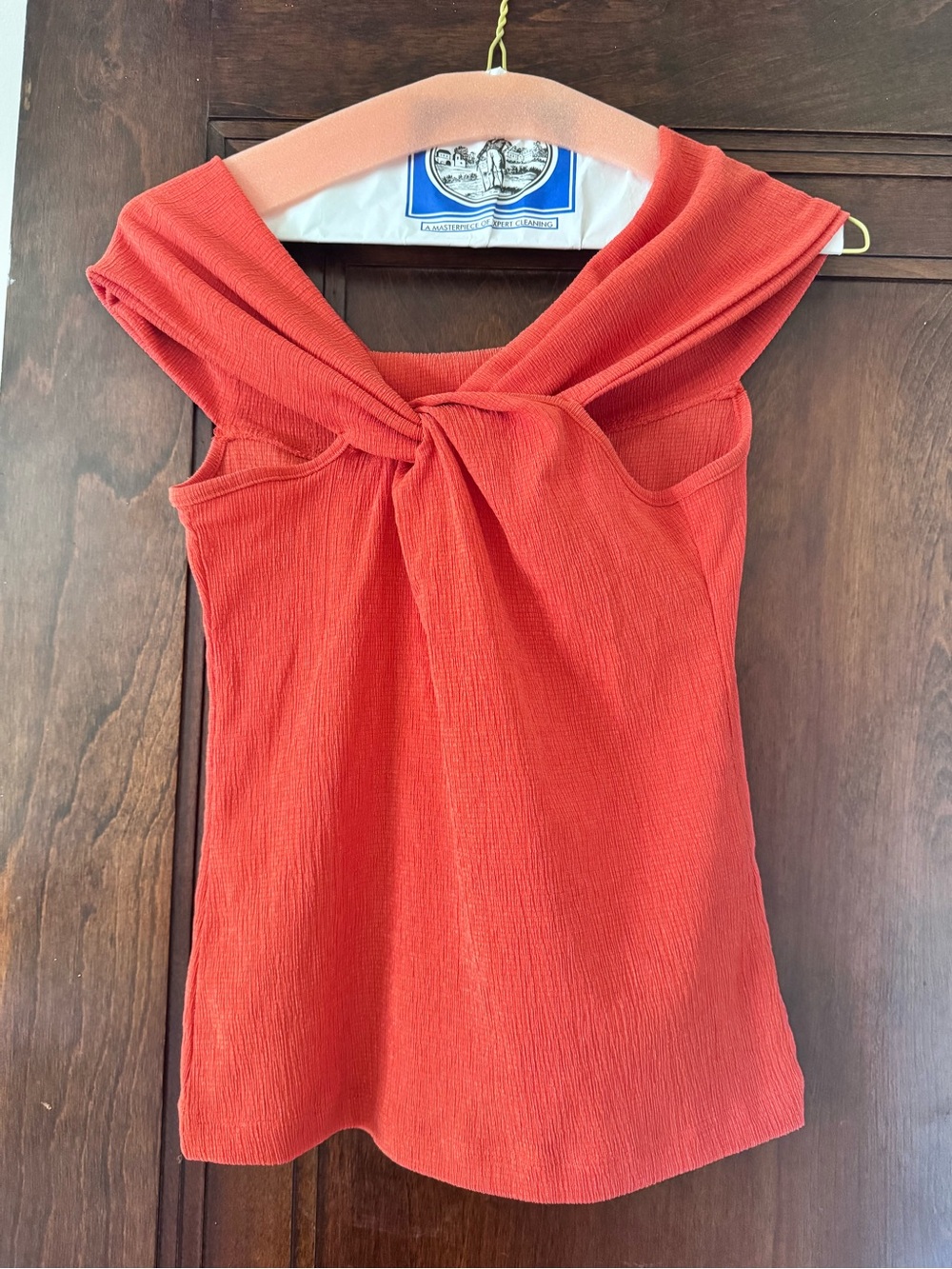 Anthropologie Red-Orange Twist Front Tank